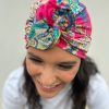 Turban à noeud lycra baroque rose fuschia Niyya
