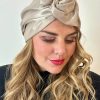 Turban satiné beige doré Niyya