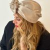 Turban satiné beige doré Niyya