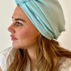 Turban à noeud crêpe gaufré bleu ciel Niyya