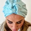 Turban à noeud crêpe gaufré bleu ciel Niyya