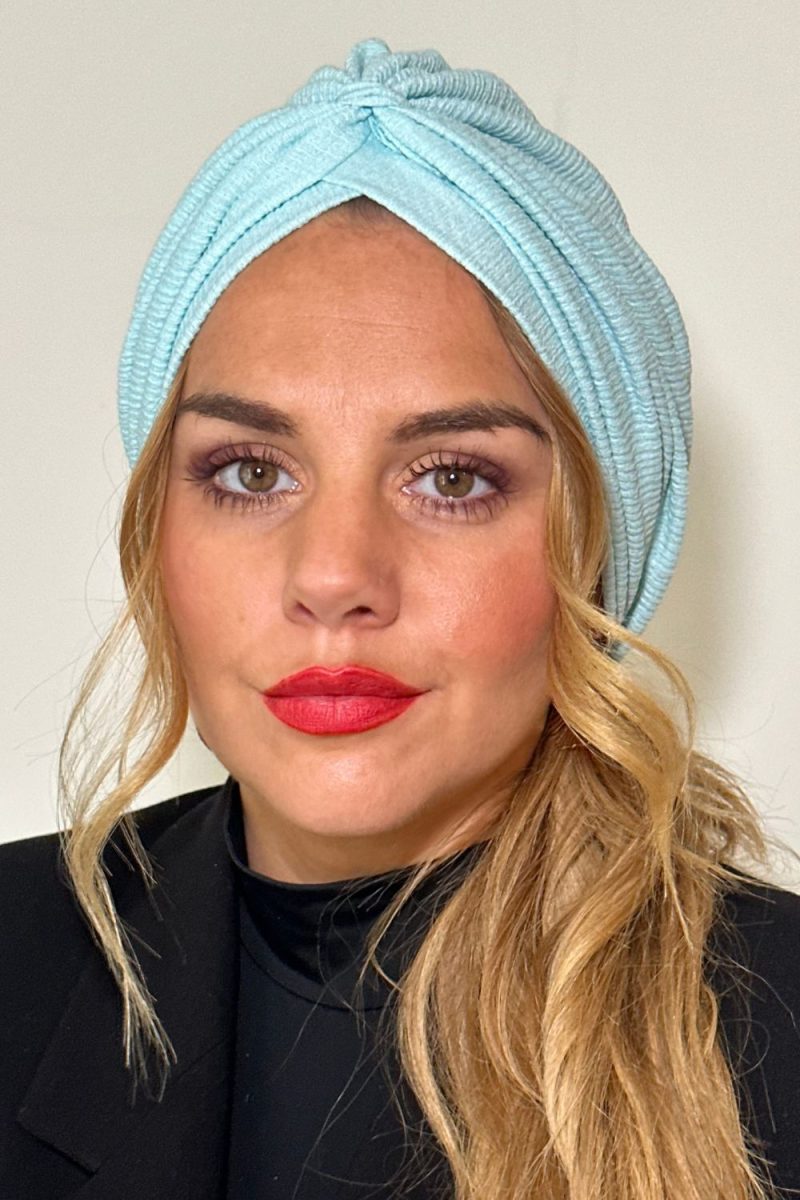 Turban crêpe bleu ciel Niyya