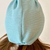 Turban à noeud crêpe gaufré bleu ciel Niyya