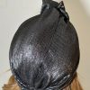 Turban à noeud plissé gris anthracite brillant Niyya