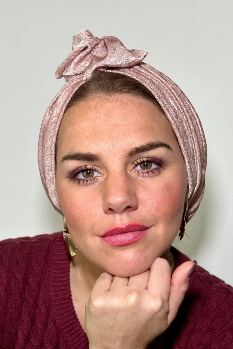 Turban à noeud lycra rose irisé Niyya