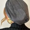 Turban plissé gris brillant Niyya
