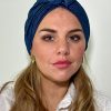 Turban à noeud lycra bleu pailleté Niyya