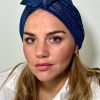 Turban à noeud lycra bleu pailleté Niyya