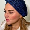 Turban à noeud lycra bleu pailleté Niyya