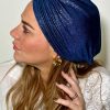 Turban à noeud lycra bleu pailleté Niyya