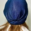 Turban à noeud lycra bleu pailleté Niyya