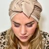 Turban à noeud lycra beige irisé Niyya