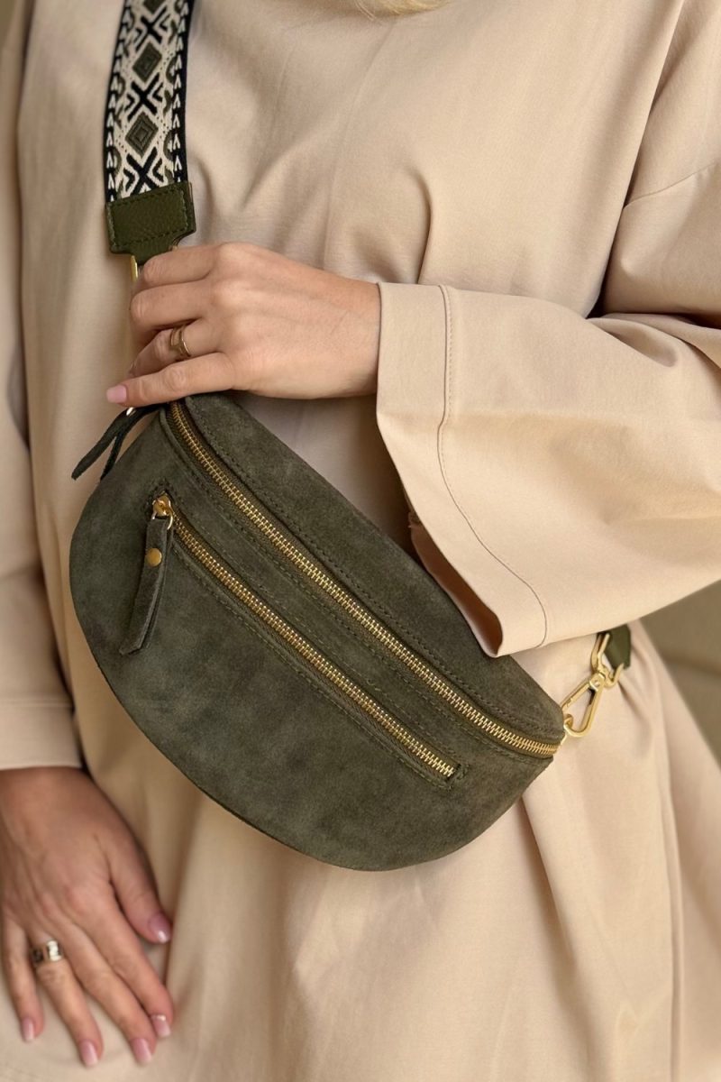 Banane cuir nubuck kaki Niyya