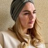Turban à noeud crêpe kaki pastel Niyya