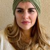 Turban à noeud lycra vert pastel Niyya