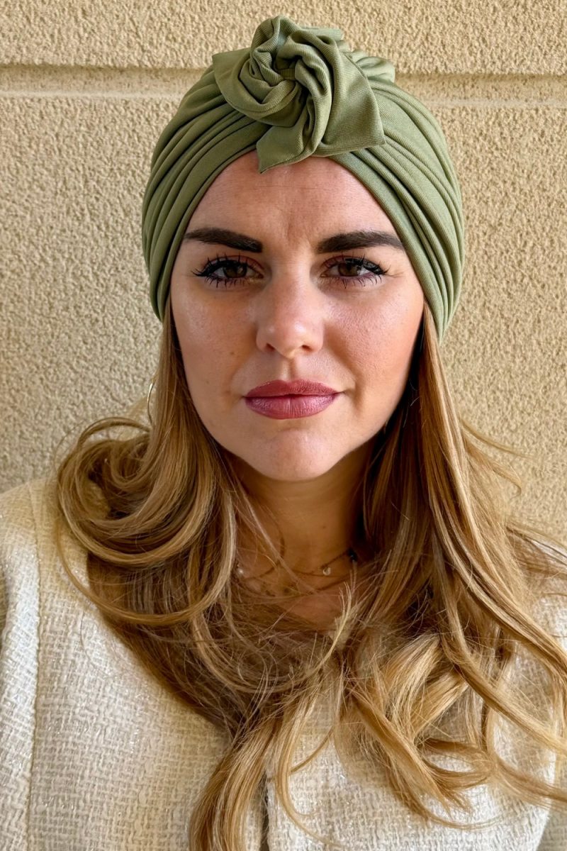 Turban à noeud lycra vert pastel Niyya