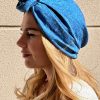 Turban brocart tissé bleu canard Niyya