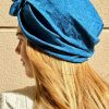 Turban brocart tissé bleu canard Niyya