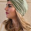 Turban à noeud lycra vert pastel Niyya