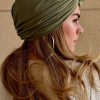 Turban à noeud lycra vert pastel Niyya