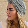 Turban brocart graphique gris et blanc Niyya