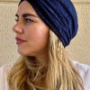 Turban à noeud lycra bleu irisé Niyya