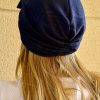 Turban à noeud lycra bleu irisé Niyya