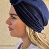 Turban à noeud lycra bleu irisé Niyya