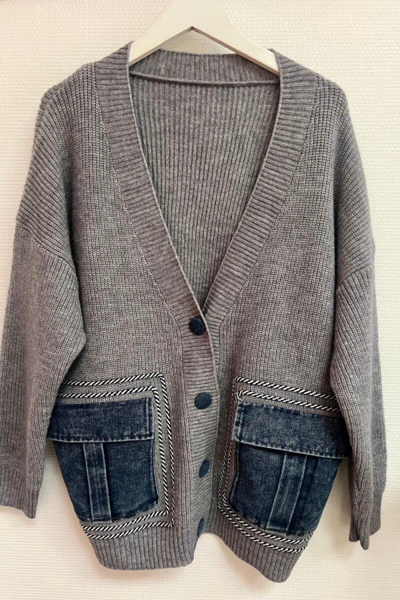 Gilet cardigan oversize et poches jean Niyya