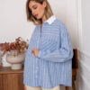 Chemise oversize rayée bleu et rouge Niyya