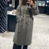 Manteau long oversize à motif chevron taupe