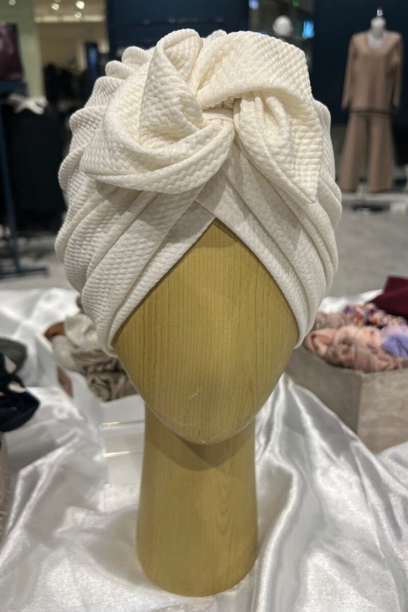 Turban à noeud crêpe blanc irisé Niyya
