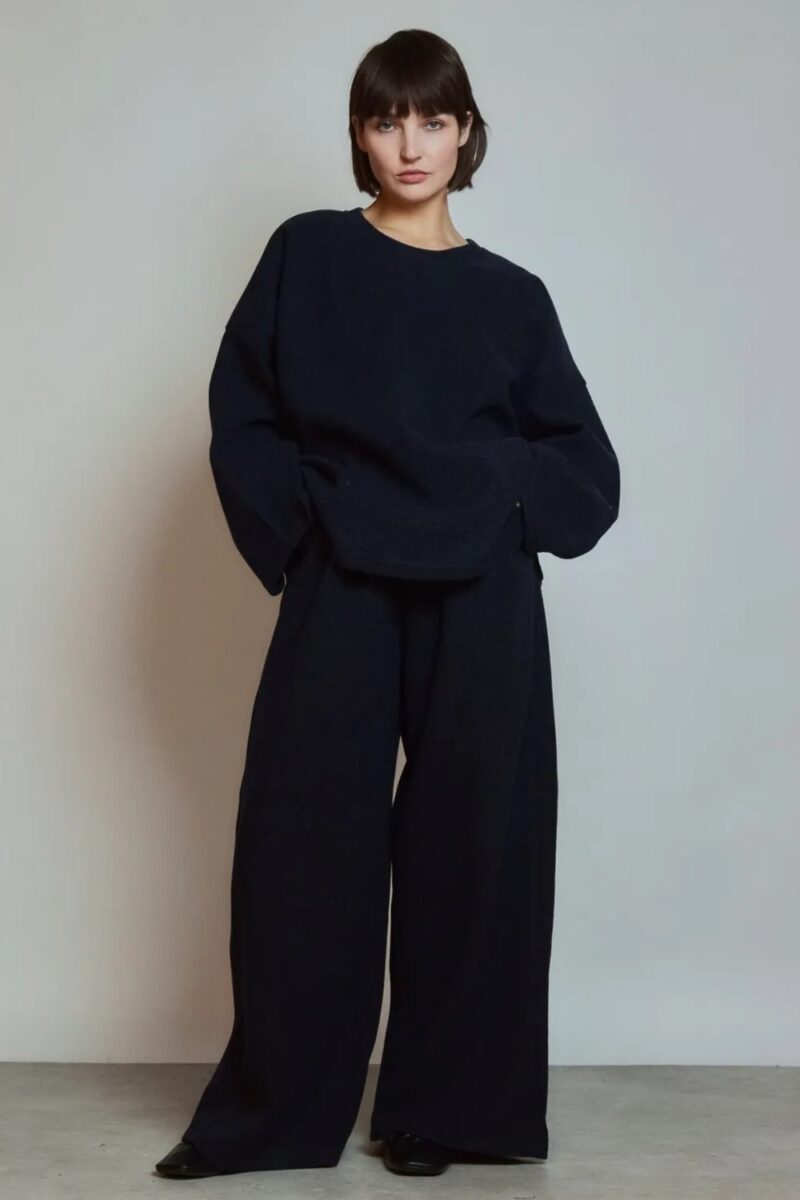 Ensemble en maille épaisse bleu marine