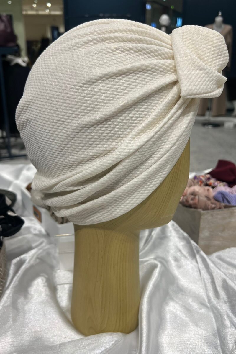 Turban à noeud crêpe blanc irisé Niyya