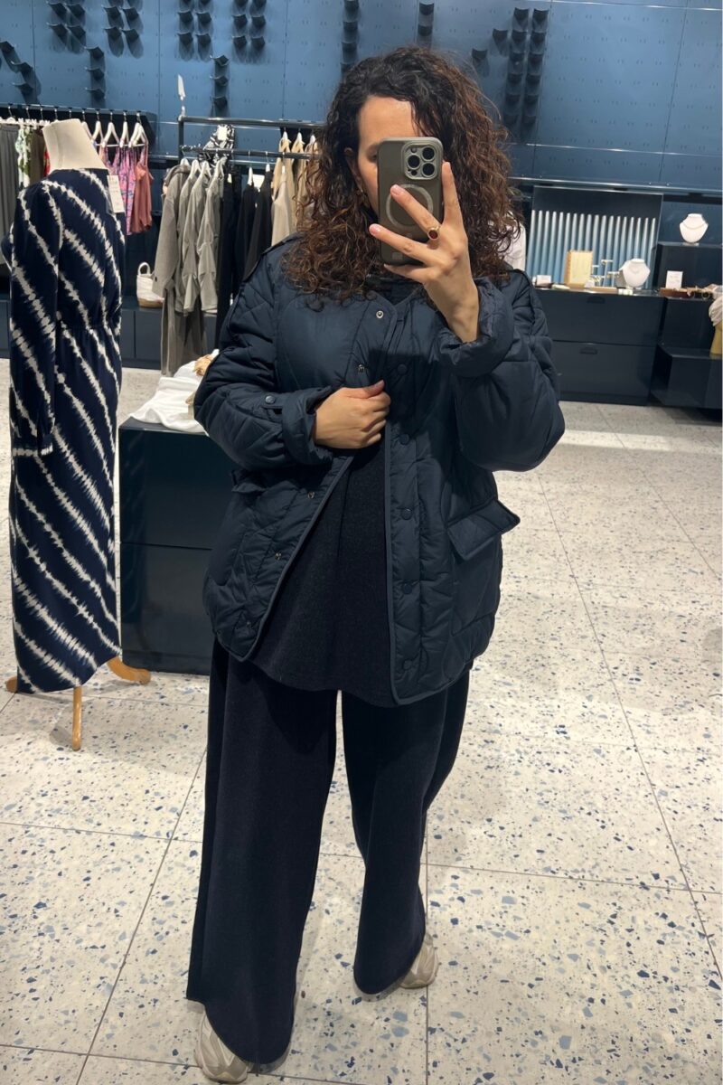 Doudoune mi-longue mixte bleu pétrole