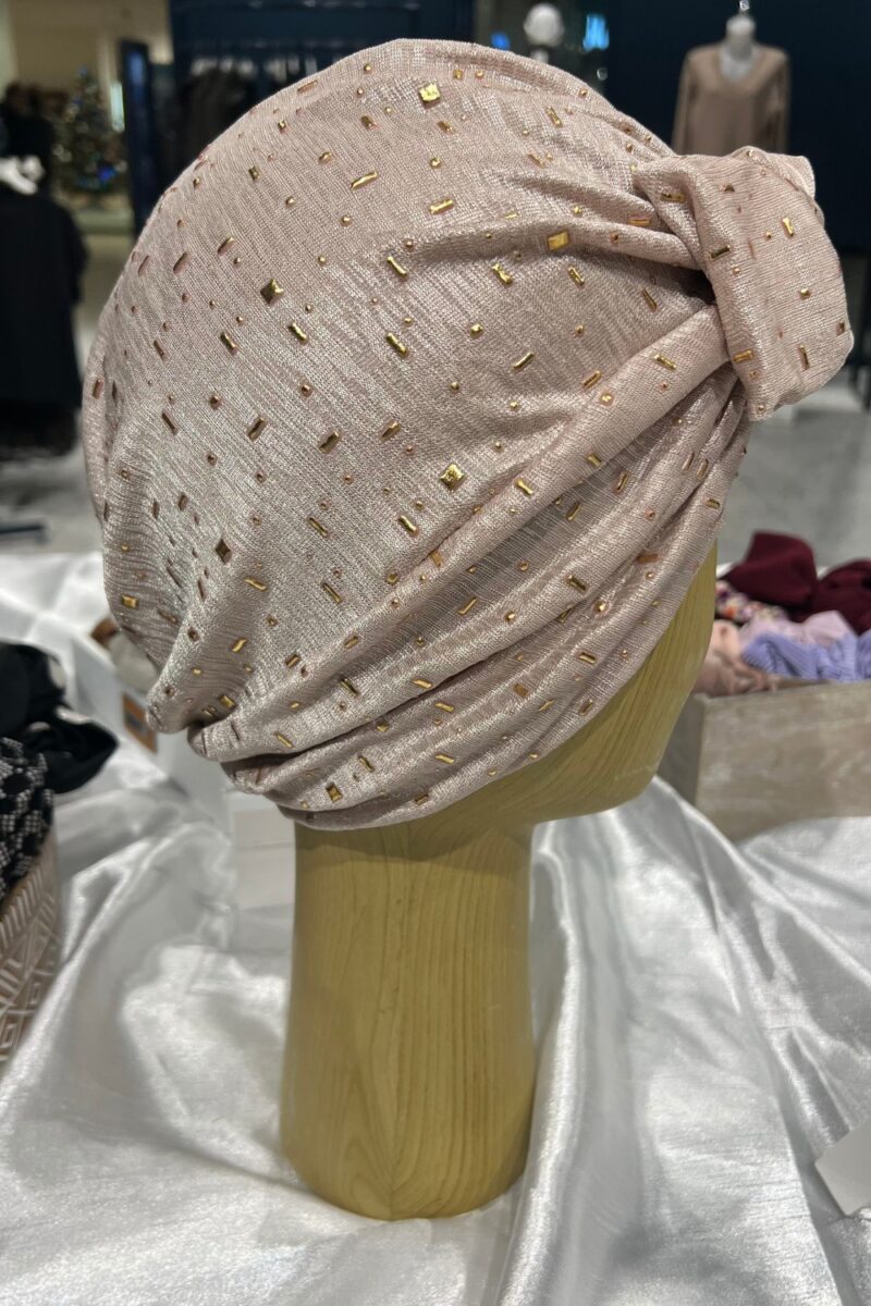 Turban à noeud beige et doré Niyya