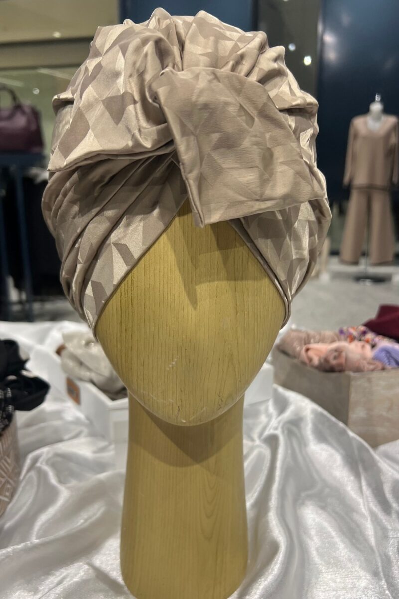Turban à noeud tissu taupe