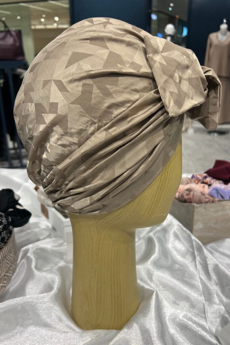 Turban à noeud tissu taupe