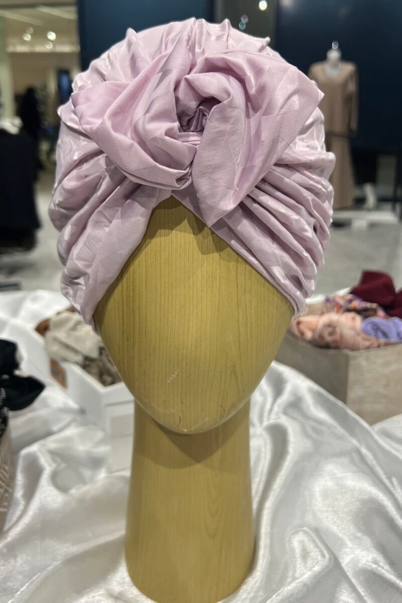 Turban à noeud tissu rose