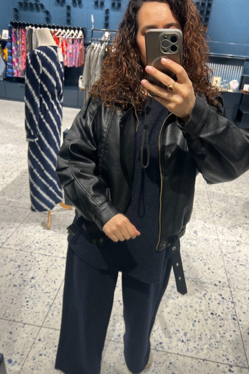 Veste simili-cuir noir style bombers