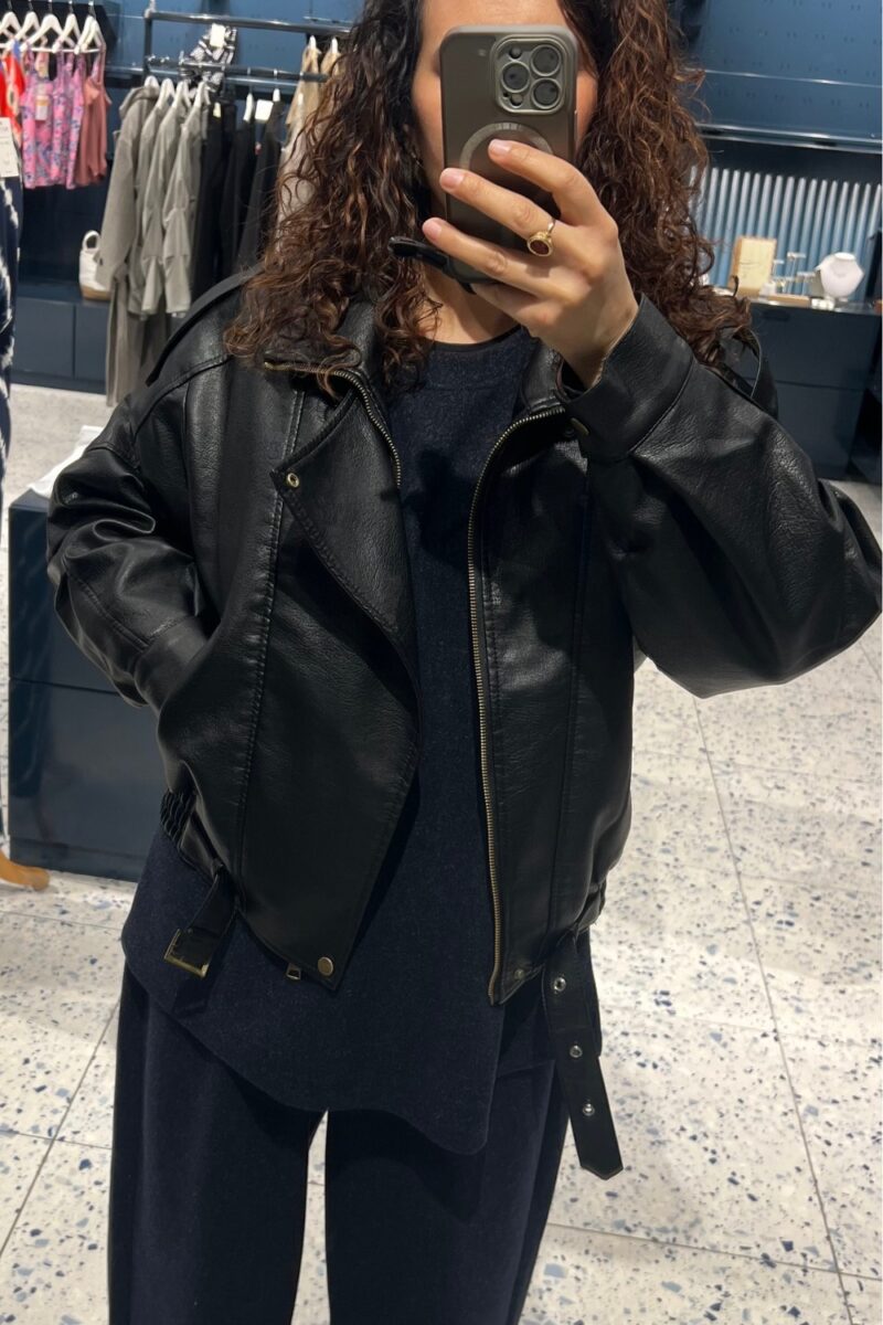 Veste simili-cuir noir style bombers