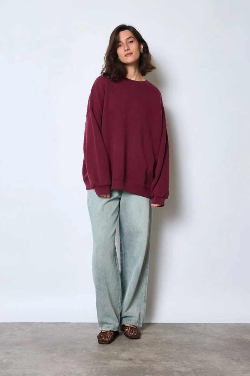 Sweat coton oversize bordeaux