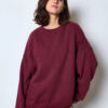 Sweat coton oversize bordeaux