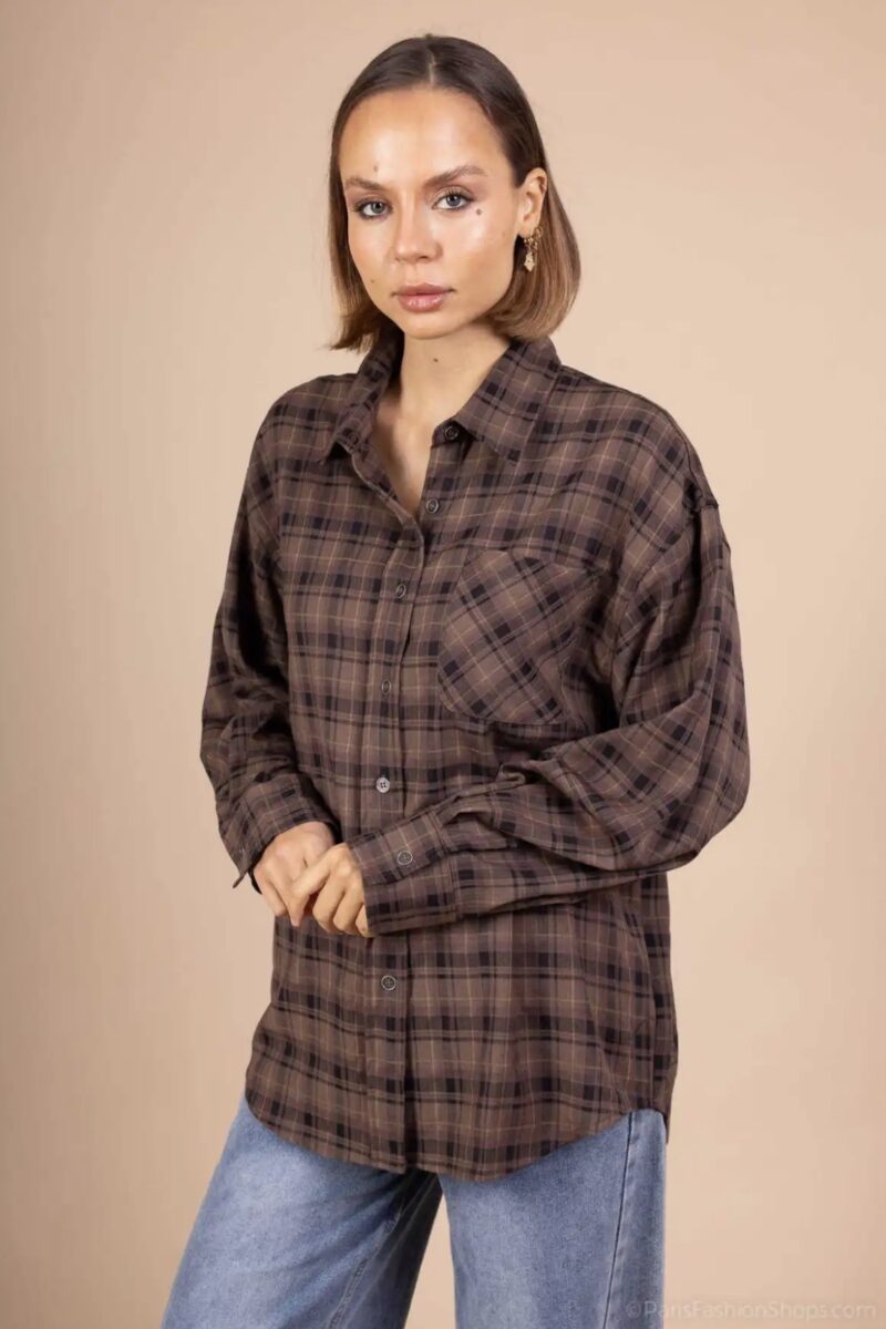 Chemise bûcheron fluide – Choco & noir