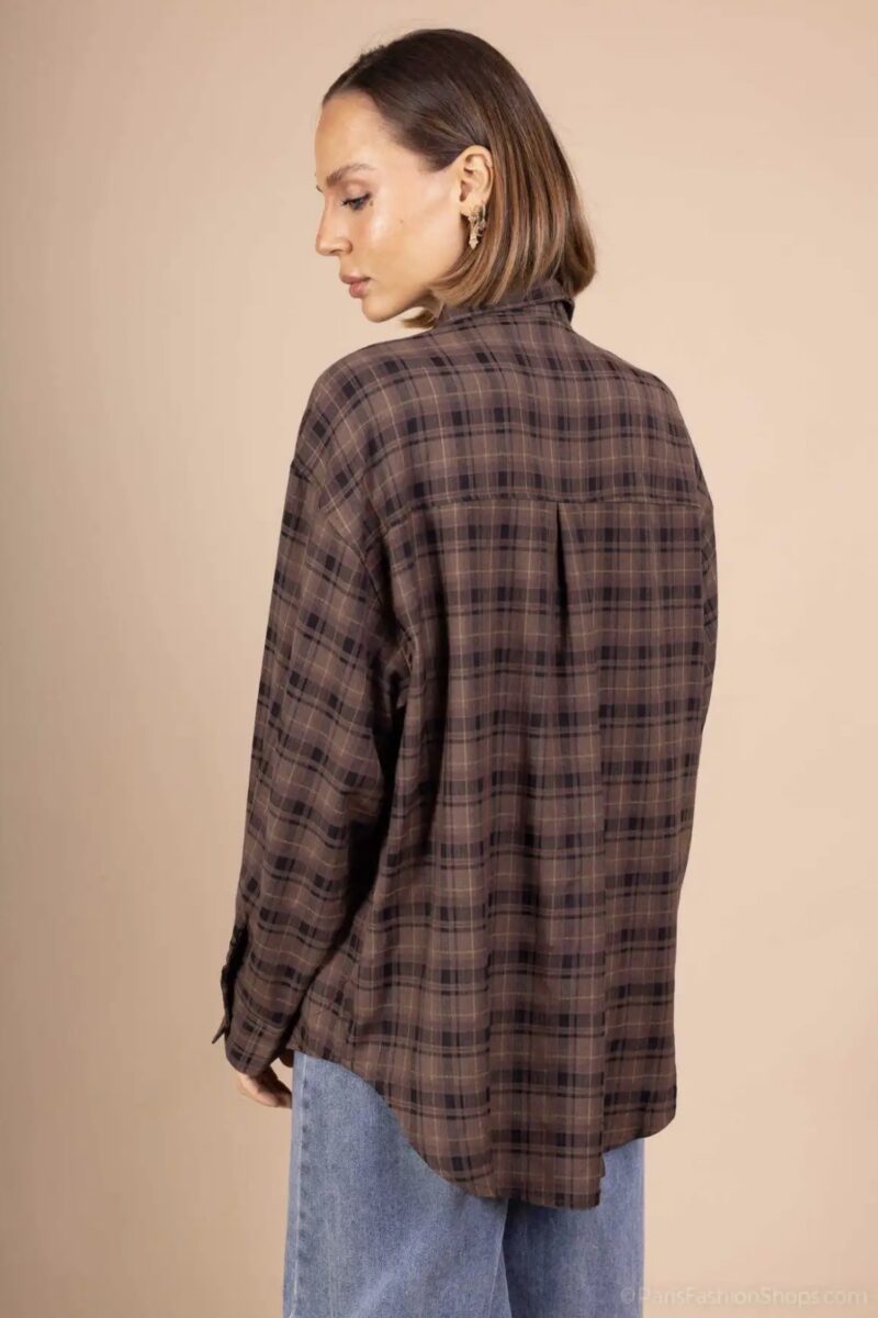 Chemise bûcheron fluide – Choco & noir