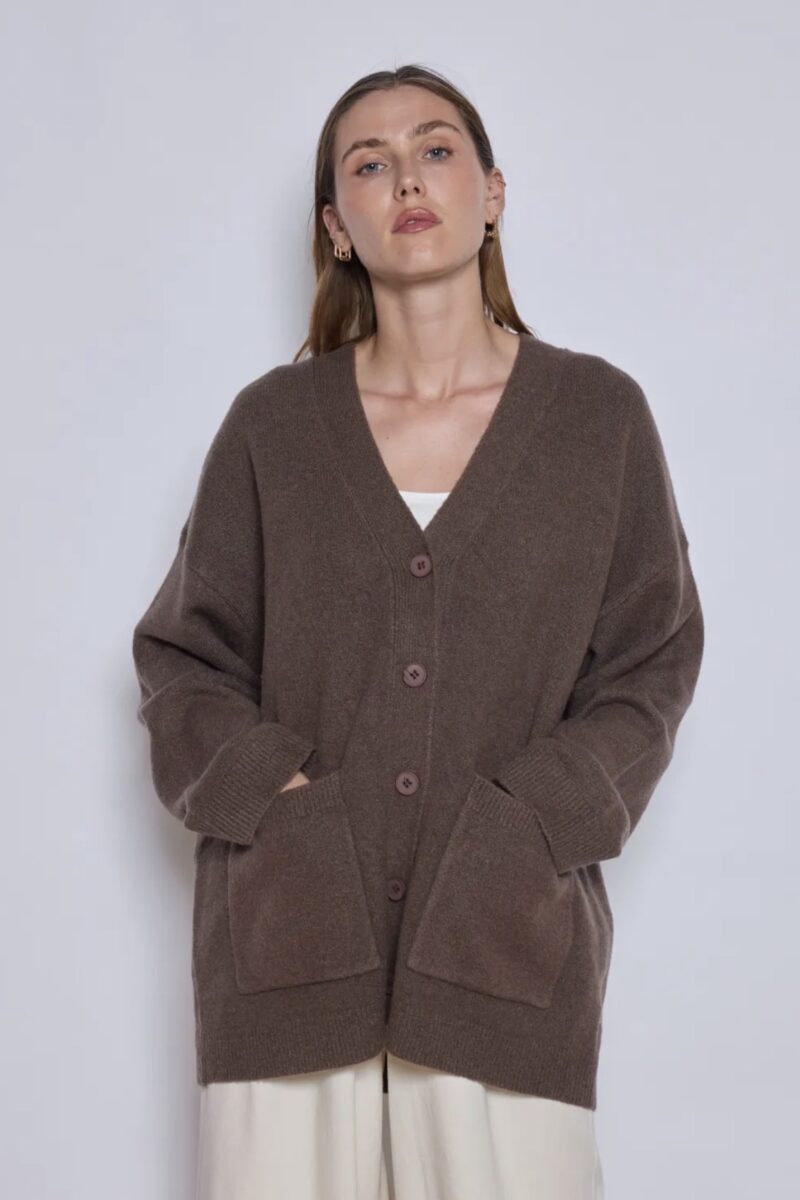 Gilet long oversize choco