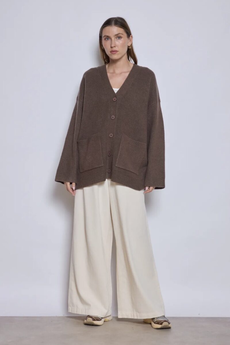 Gilet long oversize choco