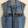 Veste sans manches en jean bleu clair – Wax graphique