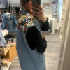 Veste sans manches en jean bleu clair – Wax graphique