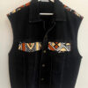 Veste sans manches en jean noire – Wax Bogolan